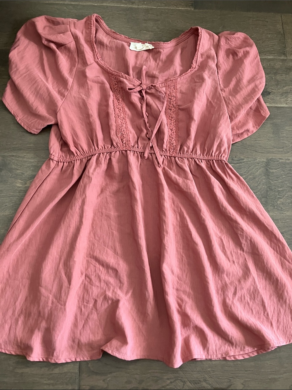 Sweet Wanderer soft clay pink Tie-Front Empire Waist Dress
